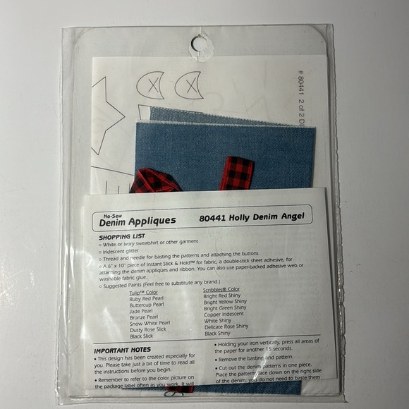 Dimensions Inc 1996 No-Sew Appliqués #80441 Holly Denim Angel Fashion Art NIP - Picture 5 of 7